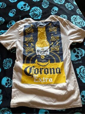 Corona beige tee with yellow logo